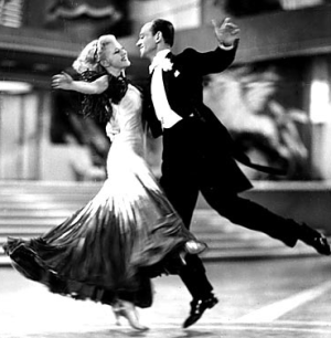 Ginger Rogers and Fred Astaire dancing 